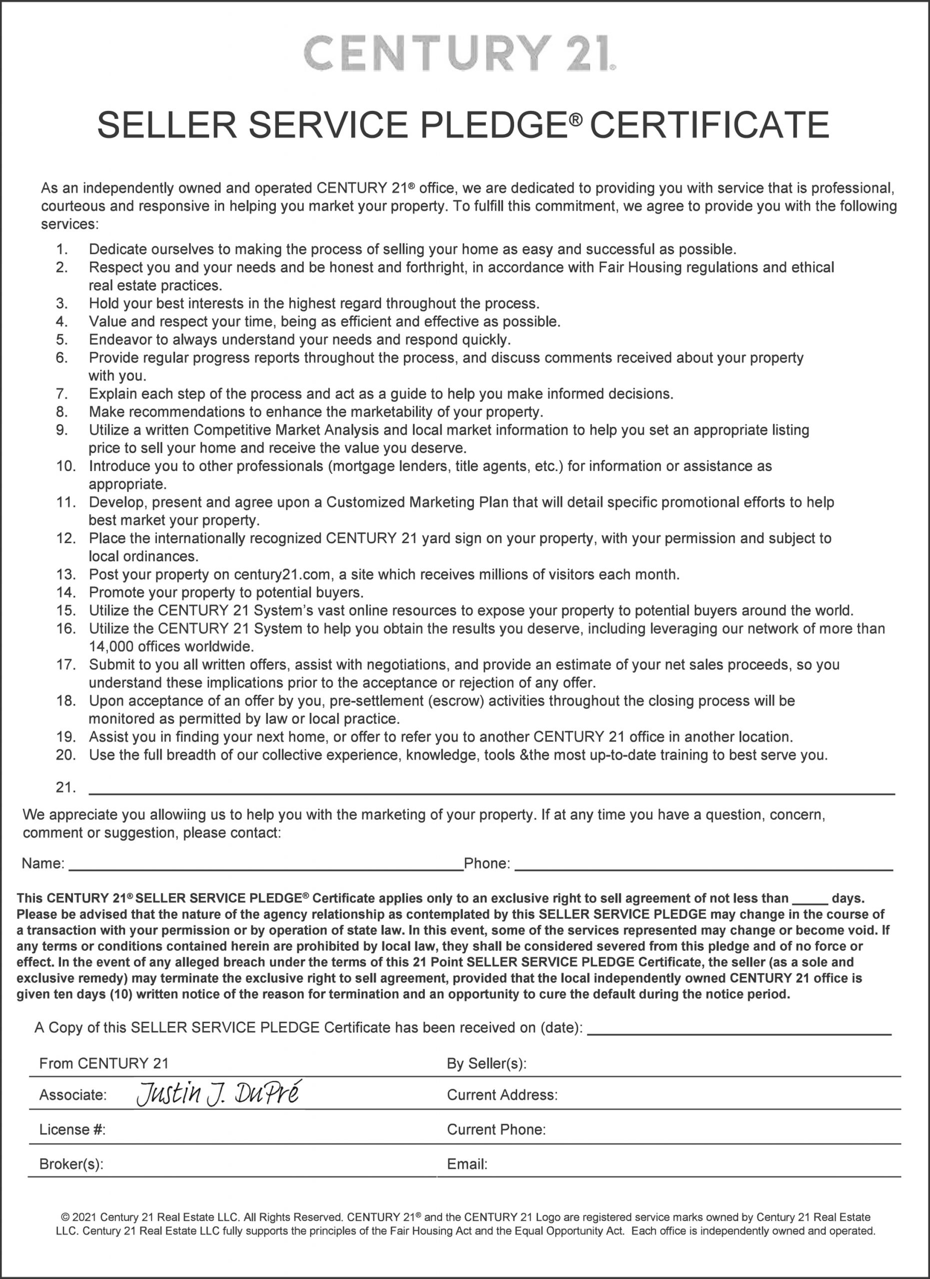 My Pledge - Justin J. DuPré - Realtor